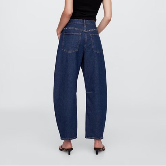 NWT GAP High Rise Studded Barrel Jeans - Picture 2 of 8